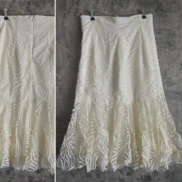 Unique beaded luxurious skirt extravagant skirt embroidered midi skirt dressy - Picture 4 of 12